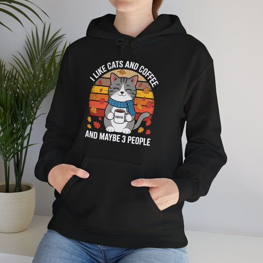 I Like Cats And Coffee And Maybe 3 People , Cats Lover Hoodie