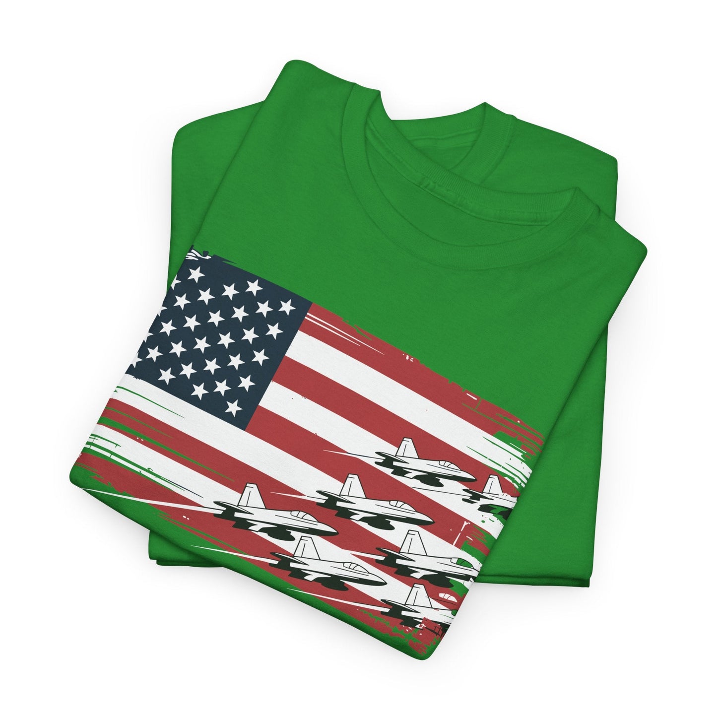 Patriotic Red White Blue USA Flag Fighter Jets 4th of July T-Shirt