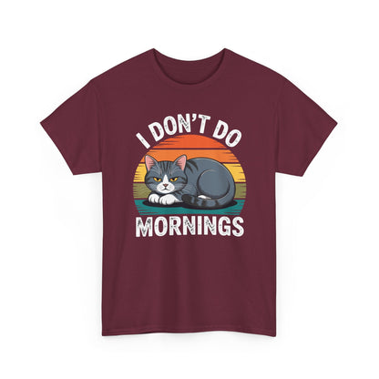 Funny Sleep Cat I Don't Do Morning T-Shirt
