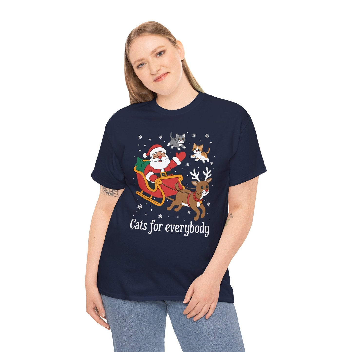 Cats For Everybody Christmas Cat Funny Xmas Women Santa T-Shirt