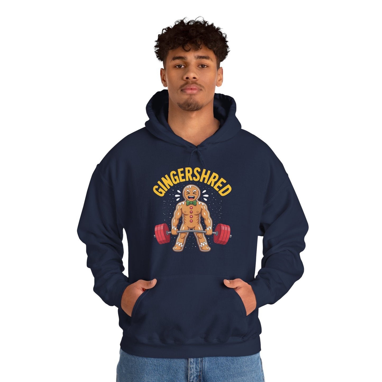 Funny Gingershred Gingerbread Man Gym Bodybuilding Christmas Hoodie