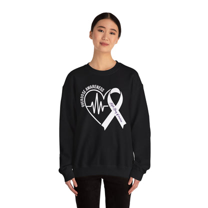 Overdose Awareness Month Heart Purple Ribbon Support Sweatshirt
