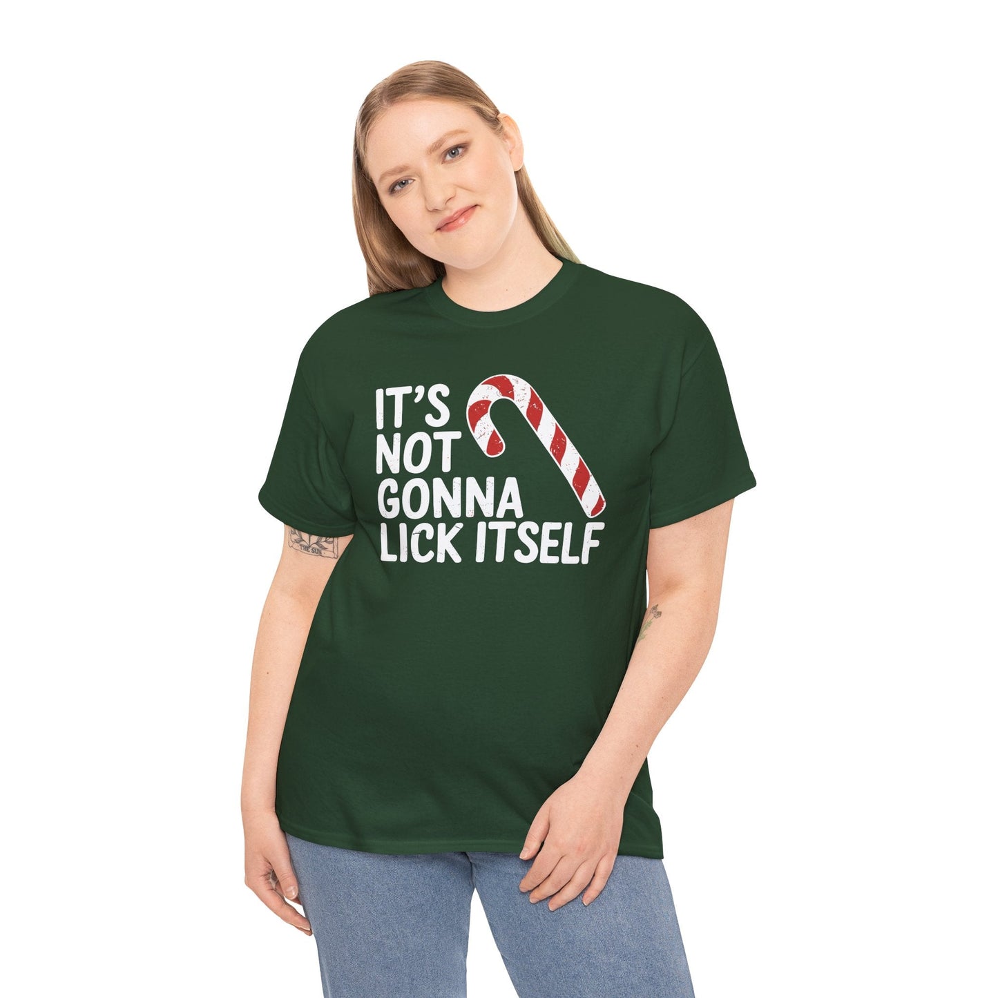 Funny Candy Cane Lick Itself Adult Christmas in July Gift T-Shirt