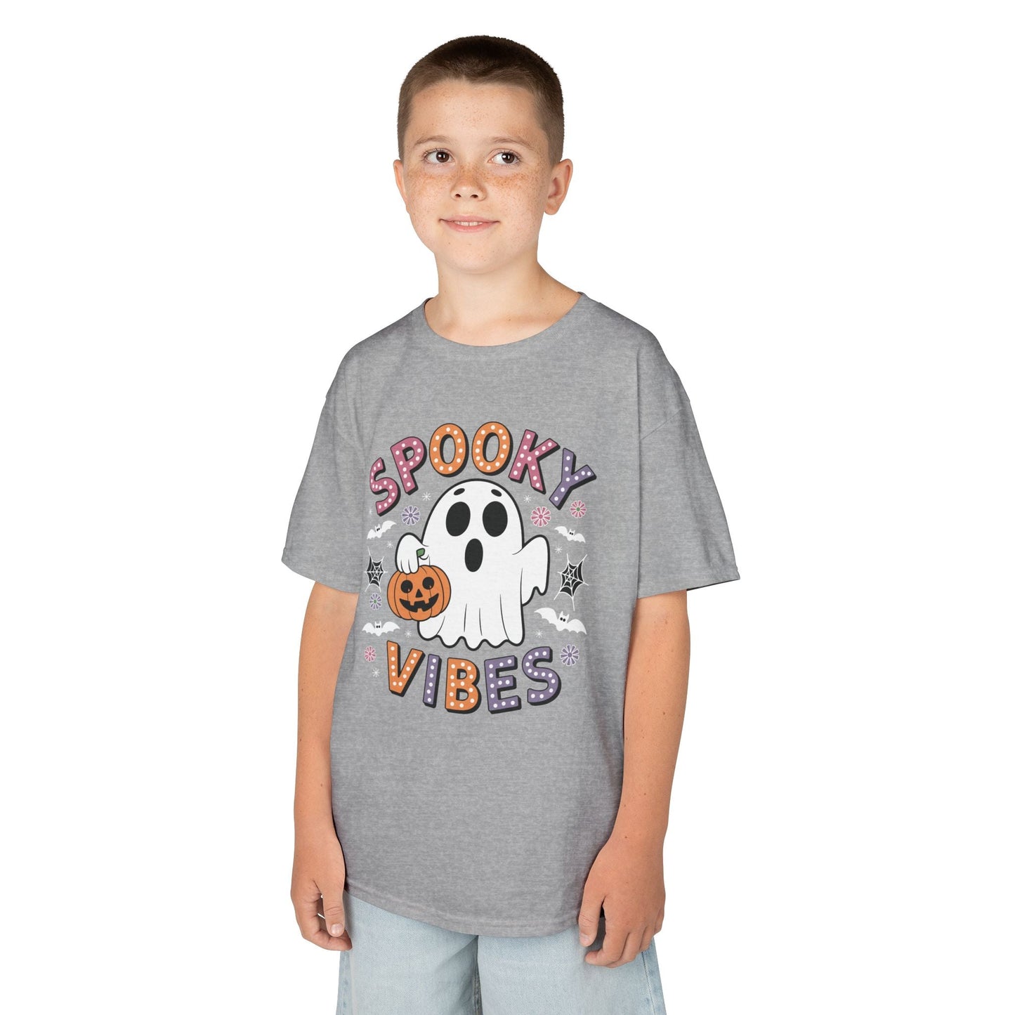Spooky Vibes Ghost Retro Groovy Halloween Kids T-Shirt