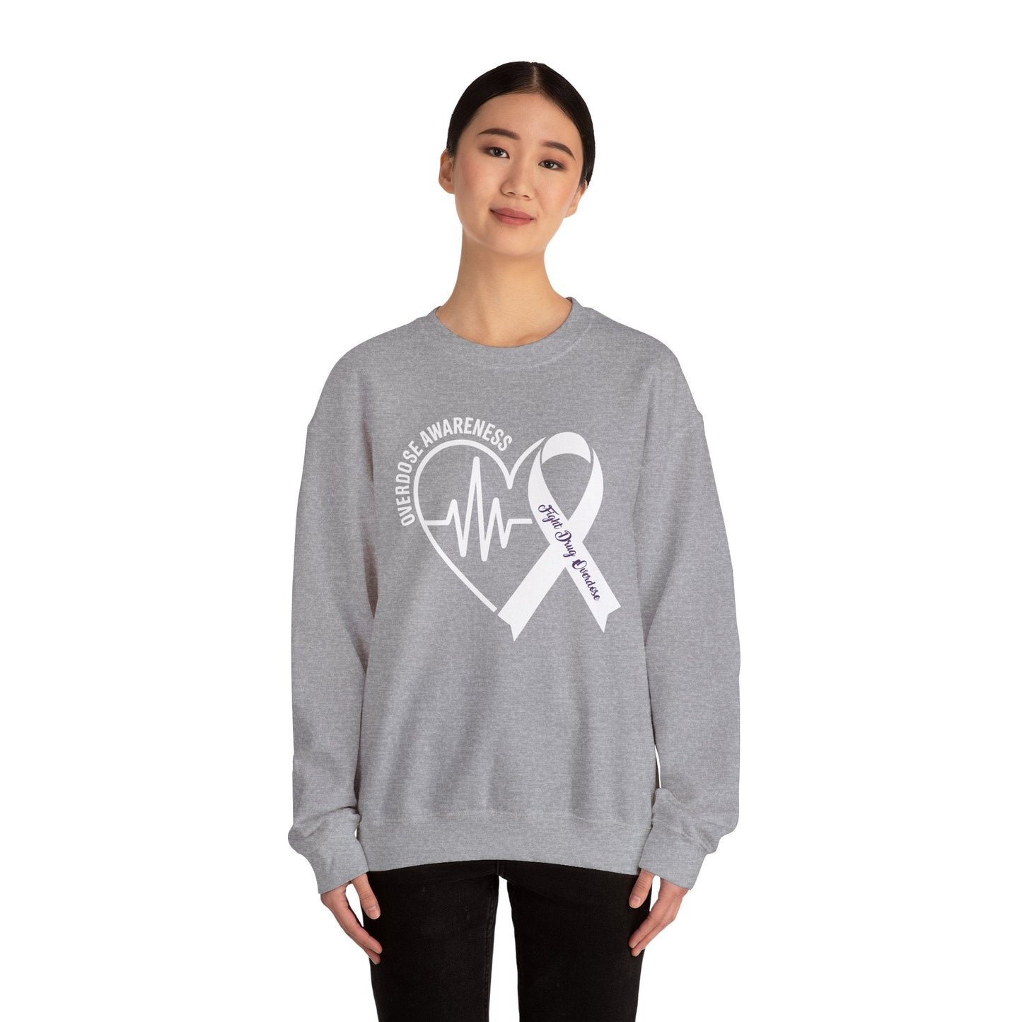 Overdose Awareness Month Heart Purple Ribbon Support Sweatshirt