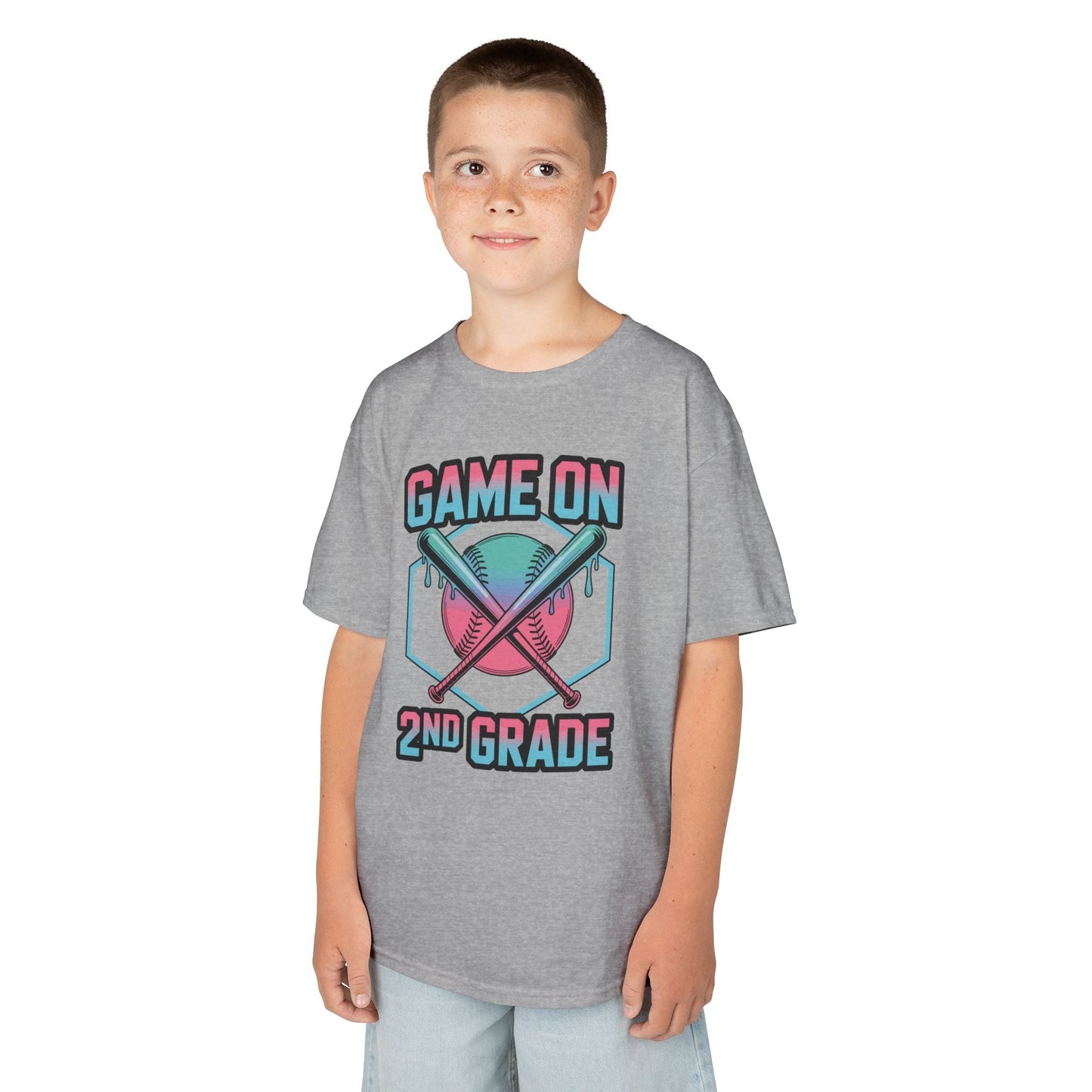 2nd Grade Back to School Baseball Drip Ice Cream Game On Kid T-Shirt