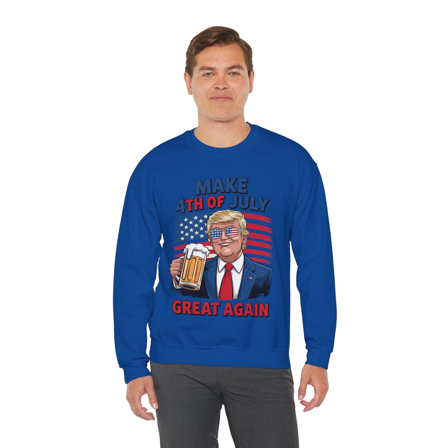 Funny Trump Make 4th Of July Great Again Drinking Beer Sweatshirt
