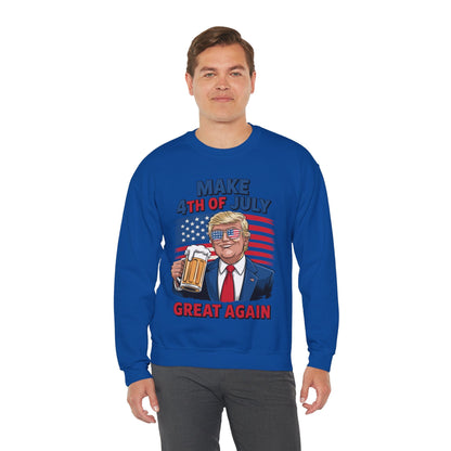 Funny Trump Make 4th Of July Great Again Drinking Beer Sweatshirt