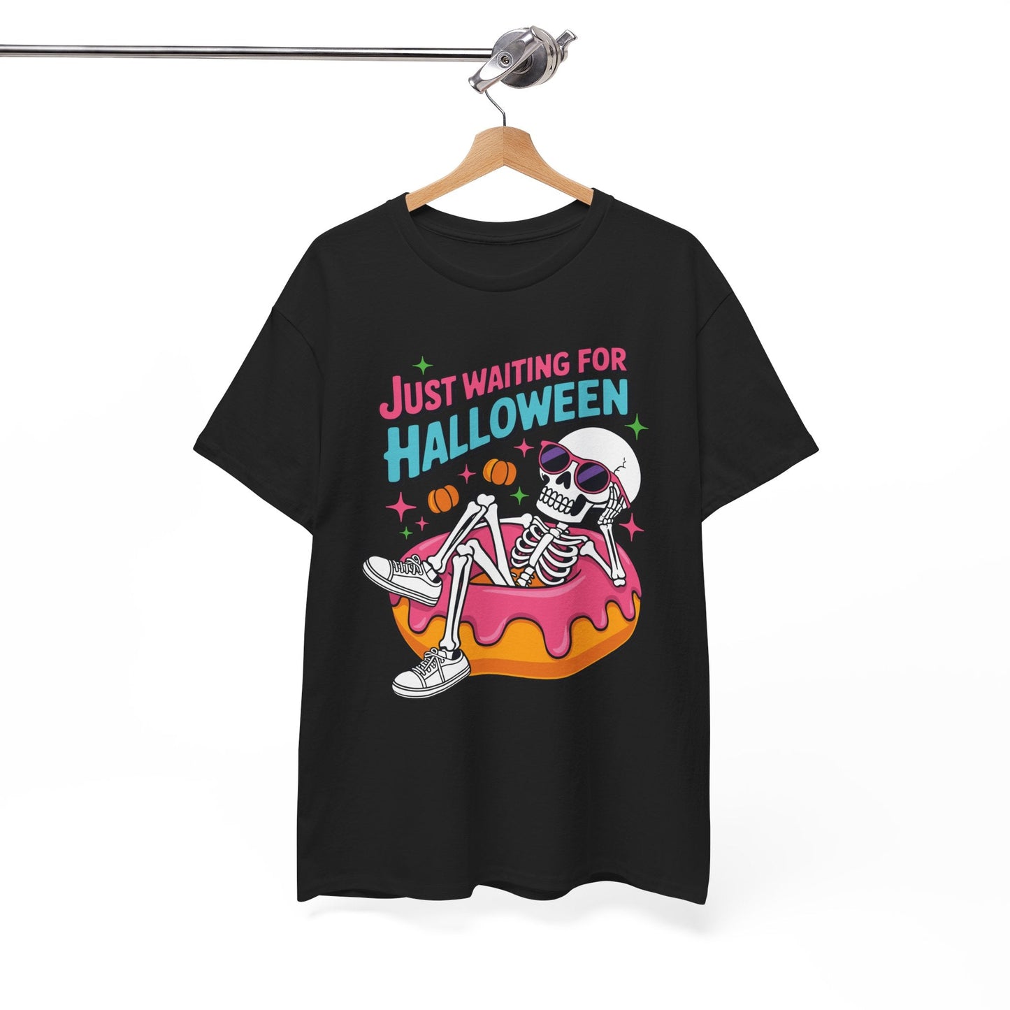 Just Waiting For Halloween Skeleton Donut Summerween Vibes T-Shirt