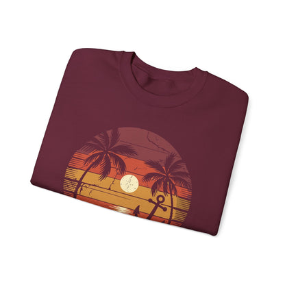 On Cruise Time Coconut Tree Graphic Summer Vacation Cruising Sweatshirt