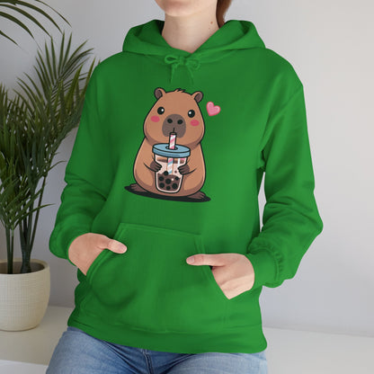 Cute Capybara Kawaii Anime Drinking Bubble Tea Lover Girls Hoodie