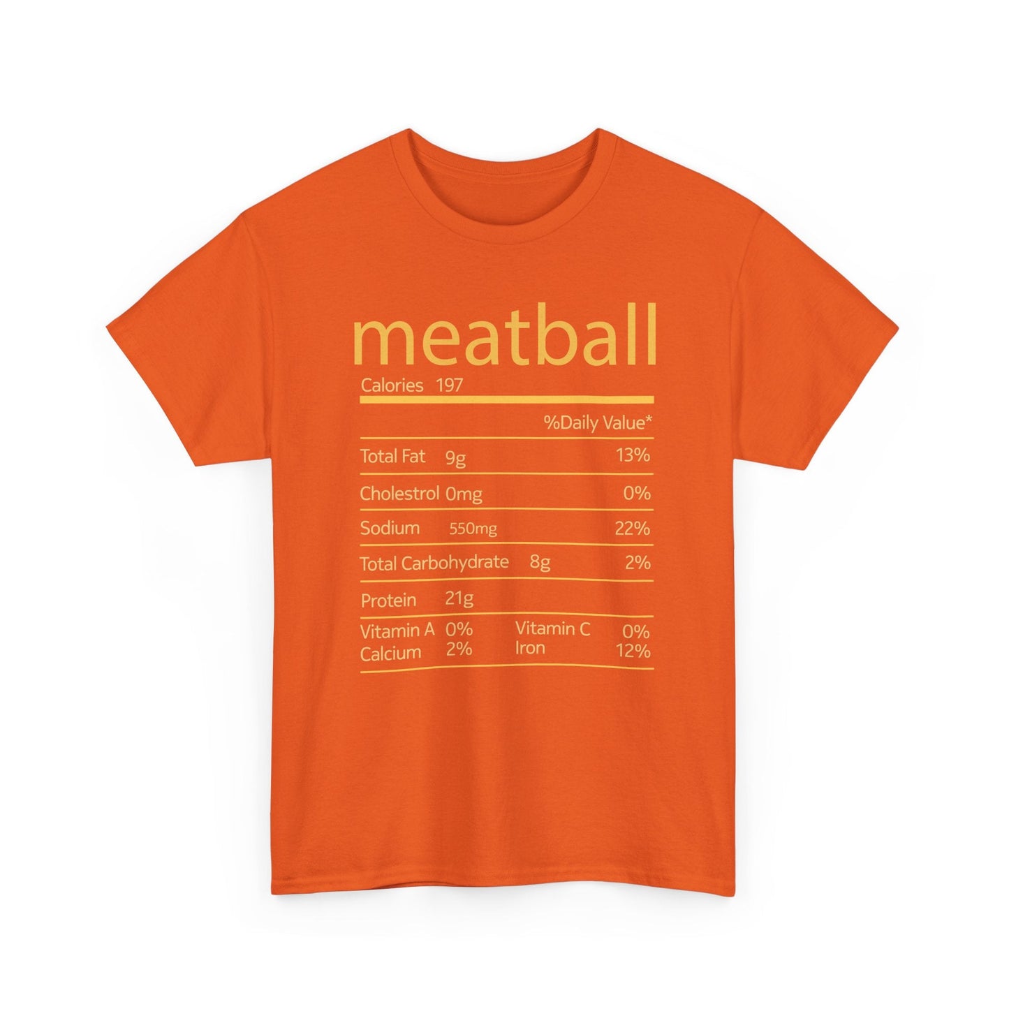Meatball Nutrition Facts Funny Thanksgiving Christmas T-Shirt