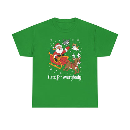 Cats For Everybody Christmas Cat Funny Xmas Women Santa T-Shirt