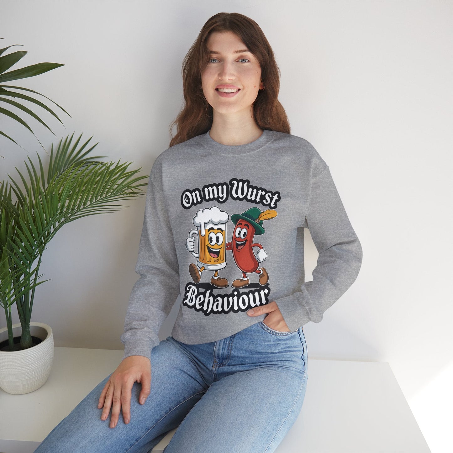 Oktoberfest On My Wurst Behaviour German Beer Sausage Adults Sweatshirt