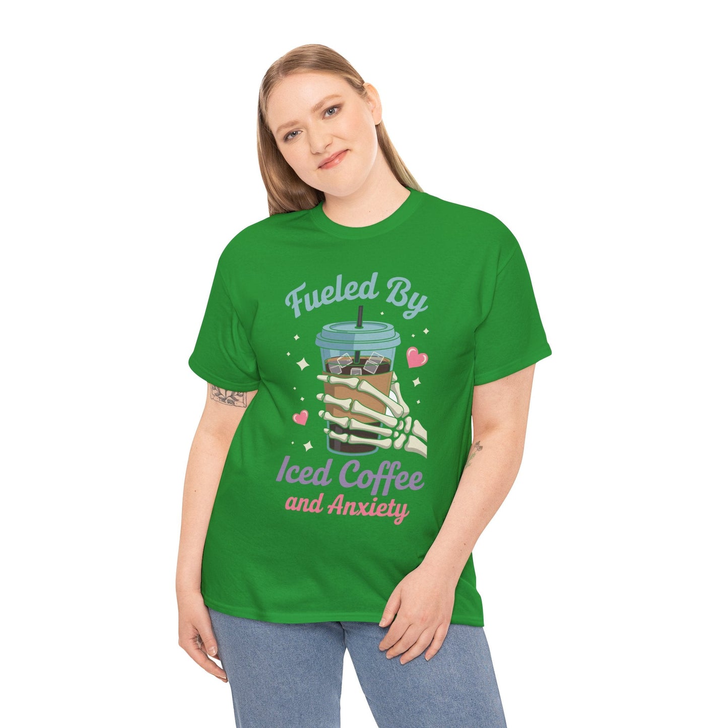 Fueled by Iced Coffee and Anxiety Funny Coffee Lover T-Shirt