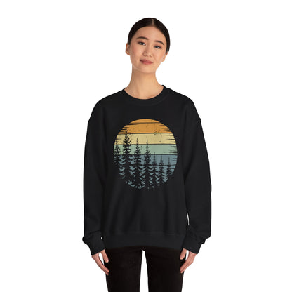 Retro Forest Trees Outdoors Nature Vintage Graphic Sweatshirt