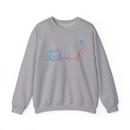 Heartbeat Cat Lover Animal Silhouette Cute Cat Sweatshirt