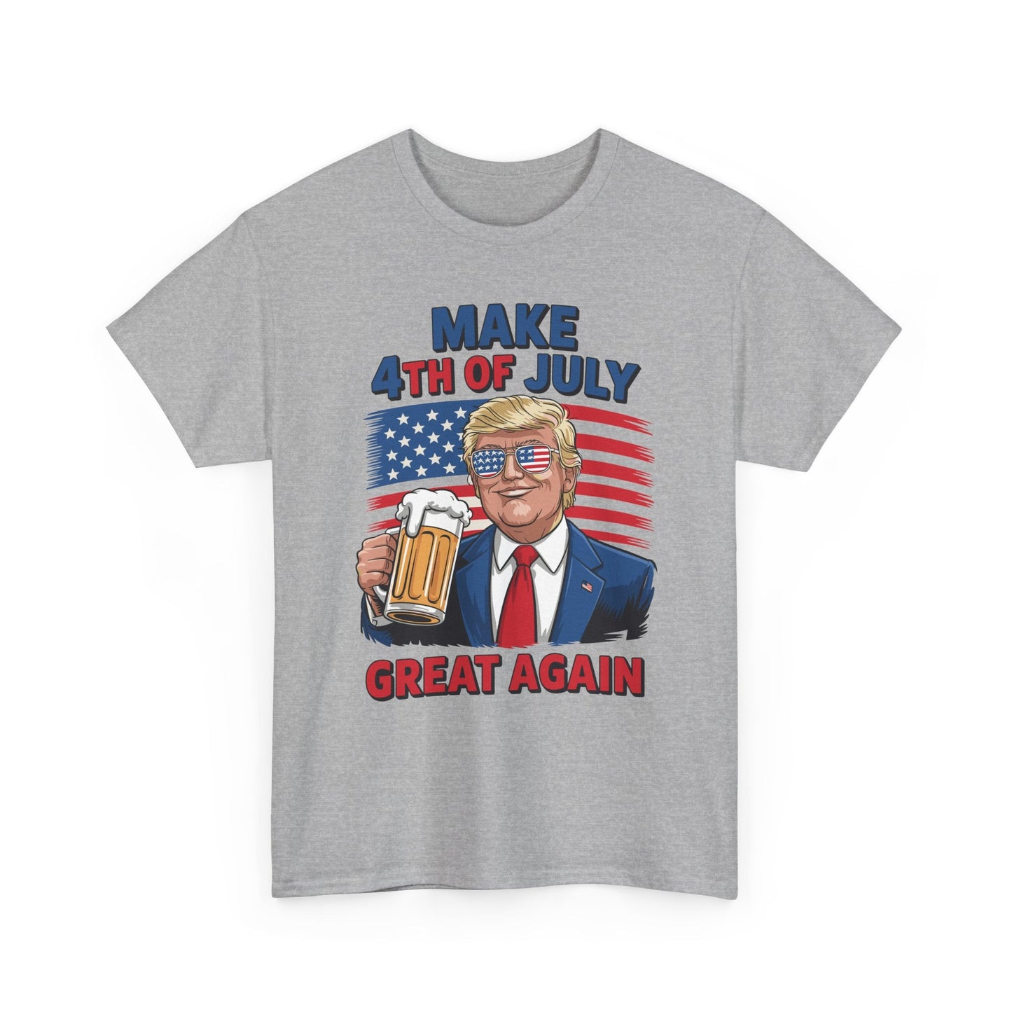 Funny Trump Make 4th Of July Great Again Drinking Beer T-Shirt