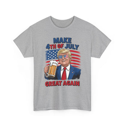 Funny Trump Make 4th Of July Great Again Drinking Beer T-Shirt