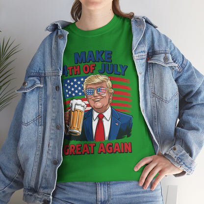 Trump Make 4th of July Great Again Men Drinking Beer Funny T-Shirt