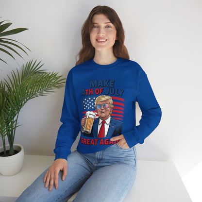 Funny Trump Make 4th Of July Great Again Drinking Beer Sweatshirt