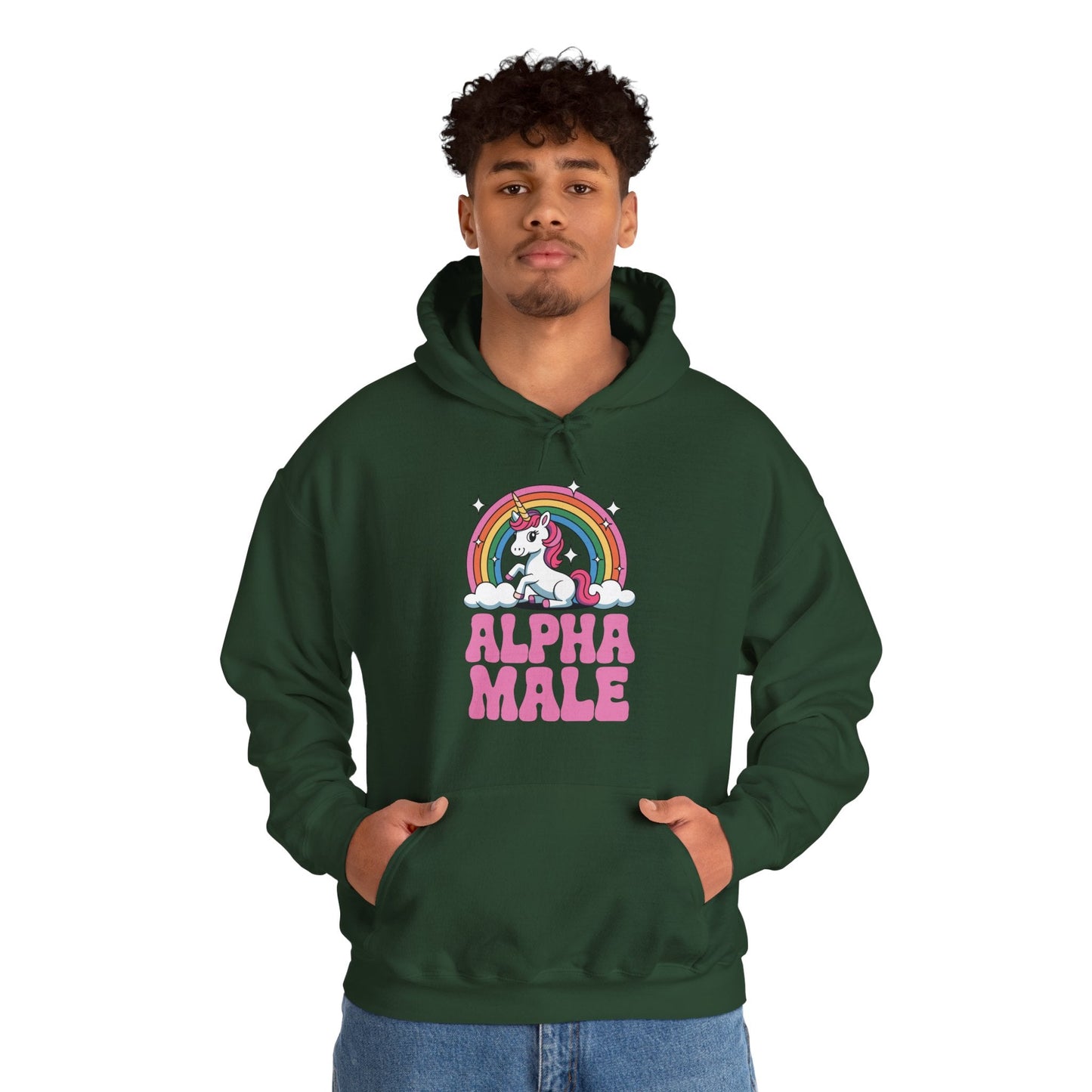 Funny Alpha Male Unicorn Sarcastic Ironic Weird Y2K Humor Hoodie
