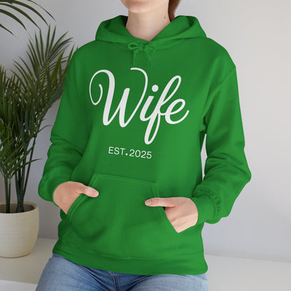 Wife Est 2025 Just Married Honeymoon Wedding Couples Hoodie