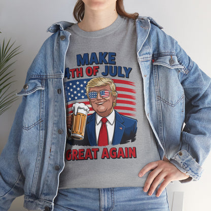 Trump Make 4th of July Great Again Men Drinking Beer Funny T-Shirt