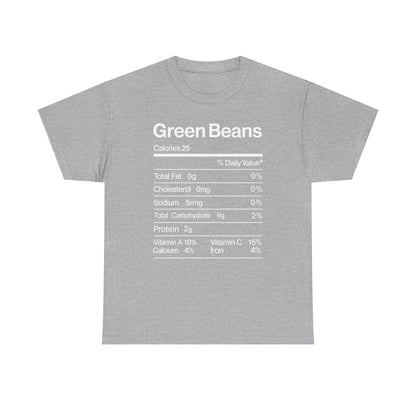 Green Beans Nutrition Facts Funny Thanksgiving Christmas T-Shirt