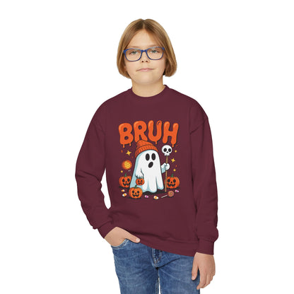 Bruh Ghost Halloween Cute Ghost Trick Or Treat Candy Kids Sweatshirt