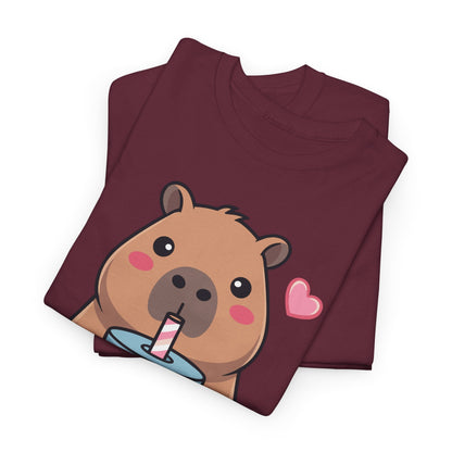 Cute Capybara Kawaii Anime Drinking Bubble Tea Lover Girls T-Shirt