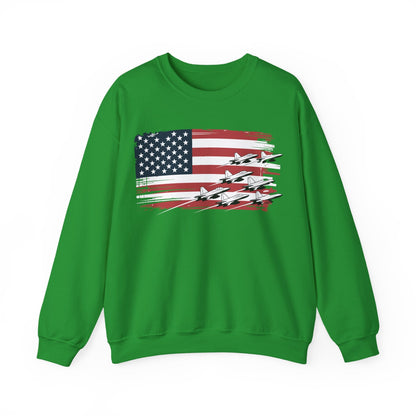 Patriotic Red White Blue USA Flag Fighter Jets 4th of July Sweatshirt