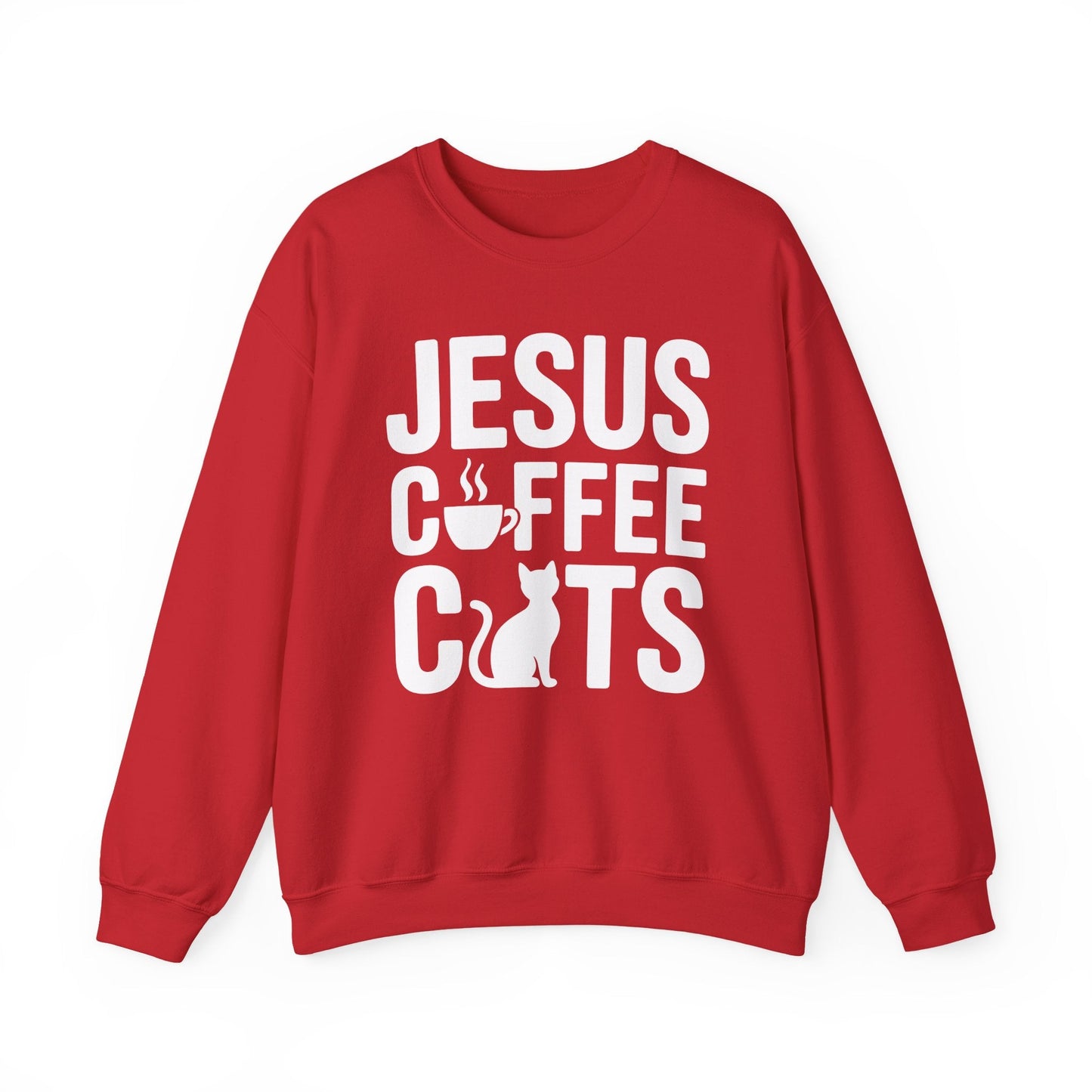 Christian Jesus, Coffee, Cats - Religous Cat Caffeine Lover Sweatshirt