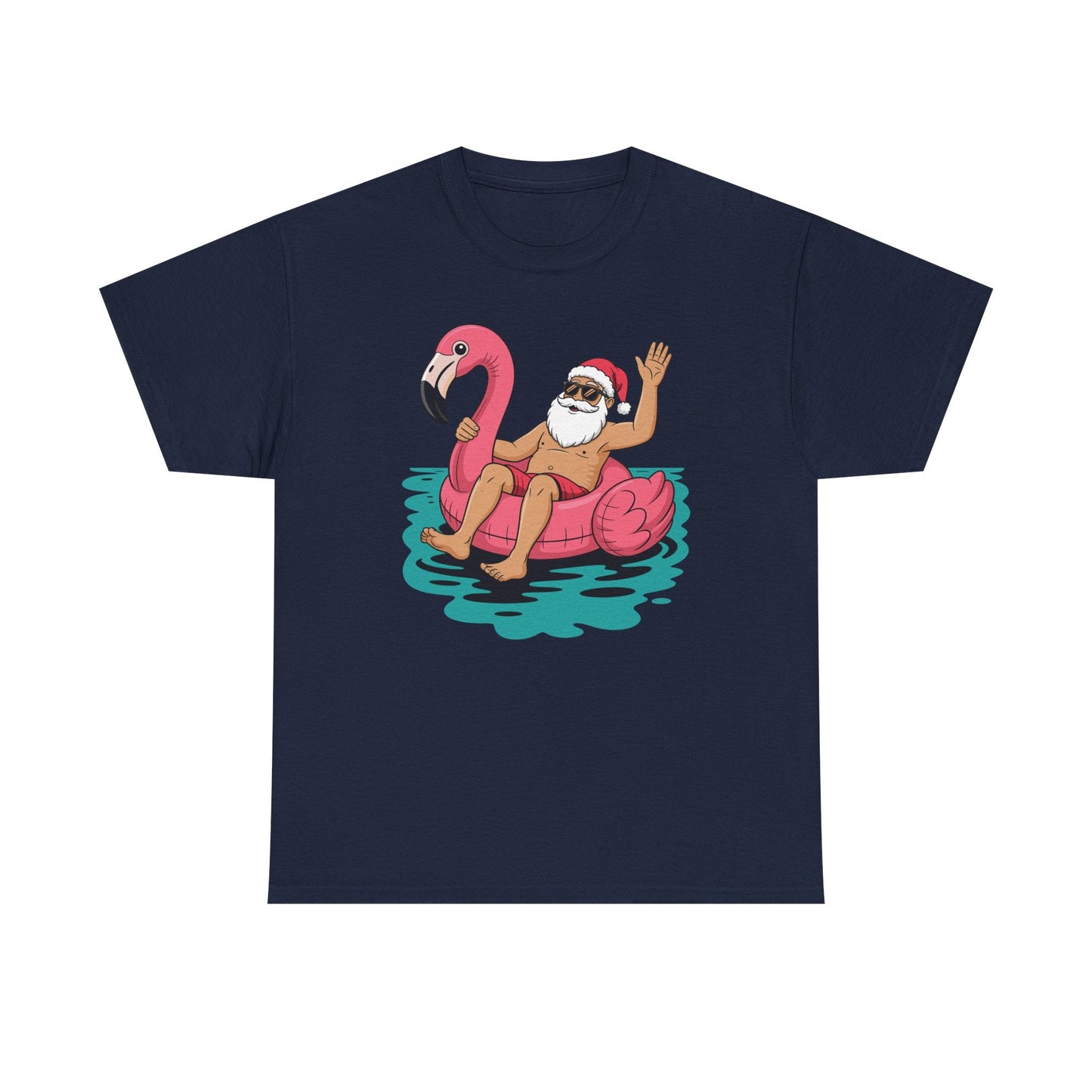Santa Flamingo Floatie Funny Christmas In July Summer Xmas T-Shirt