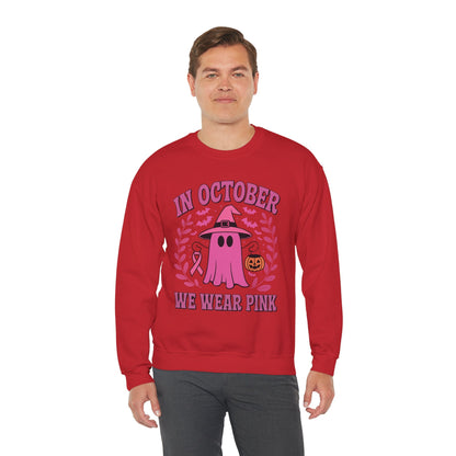In October We Wear Pink Breast Cancer Awareness Halloween Sweatshirt