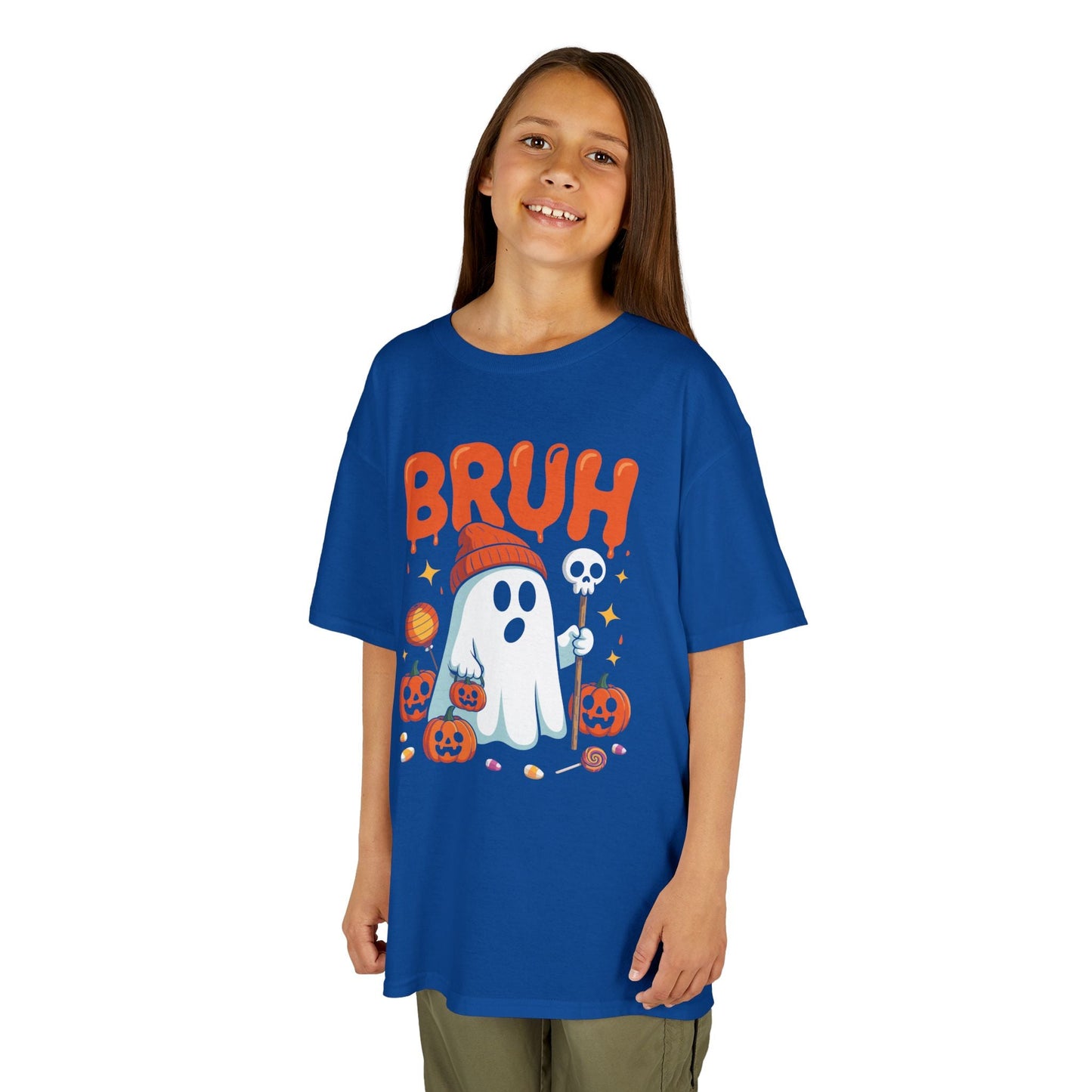 Bruh Ghost Halloween Cute Ghost Trick Or Treat Candy Kids T-Shirt
