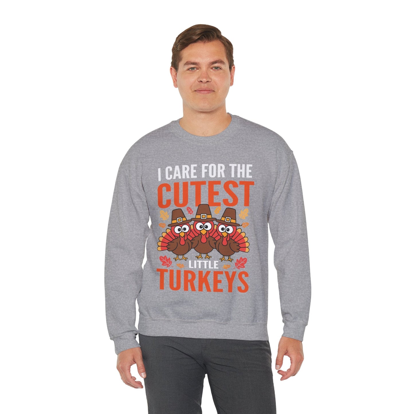 Care For Little Turkeys Nurse Fall Thanksgiving Scrub Top Sweatshirt
