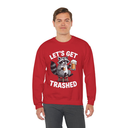 Funny Let's Get Trashed Raccoon Meme Humor Beer Drinking Sweatshirt