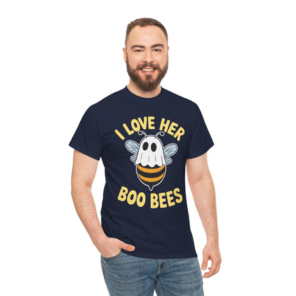 I Love Her Boo Bees Couples Halloween Adult Costume His Men T-Shirt