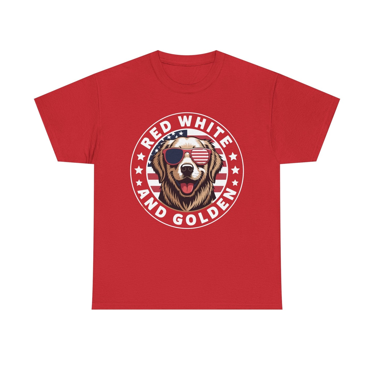 Red White Golden Retriever American Flag 4th of July Gift T-Shirt