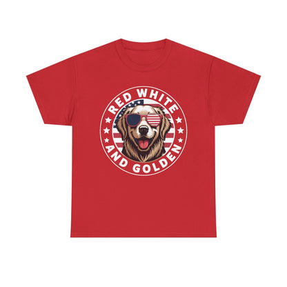 Red White Golden Retriever American Flag 4th of July Gift T-Shirt