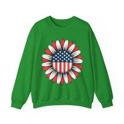 Sunflower American Flag 4th of July Women Men Merica USA Sweatshirt
