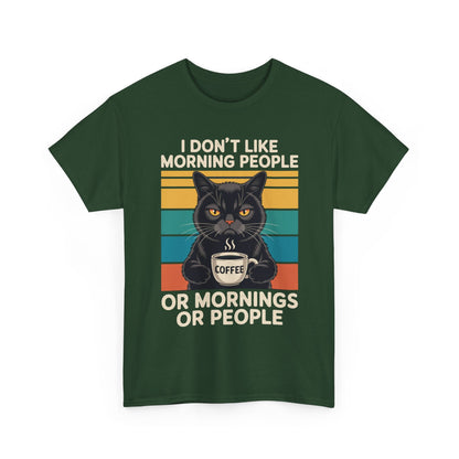 I Hate Morning People And Mornings And People Coffee Cat T-Shirt