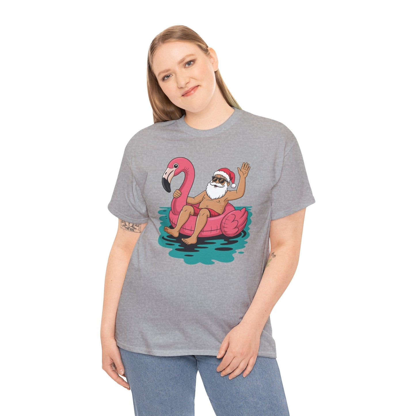 Santa Flamingo Floatie Funny Christmas In July Summer Xmas T-Shirt