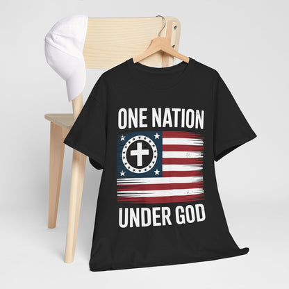 One Nation Under God Flag 4th Of July Patriotic Christian T-Shirt
