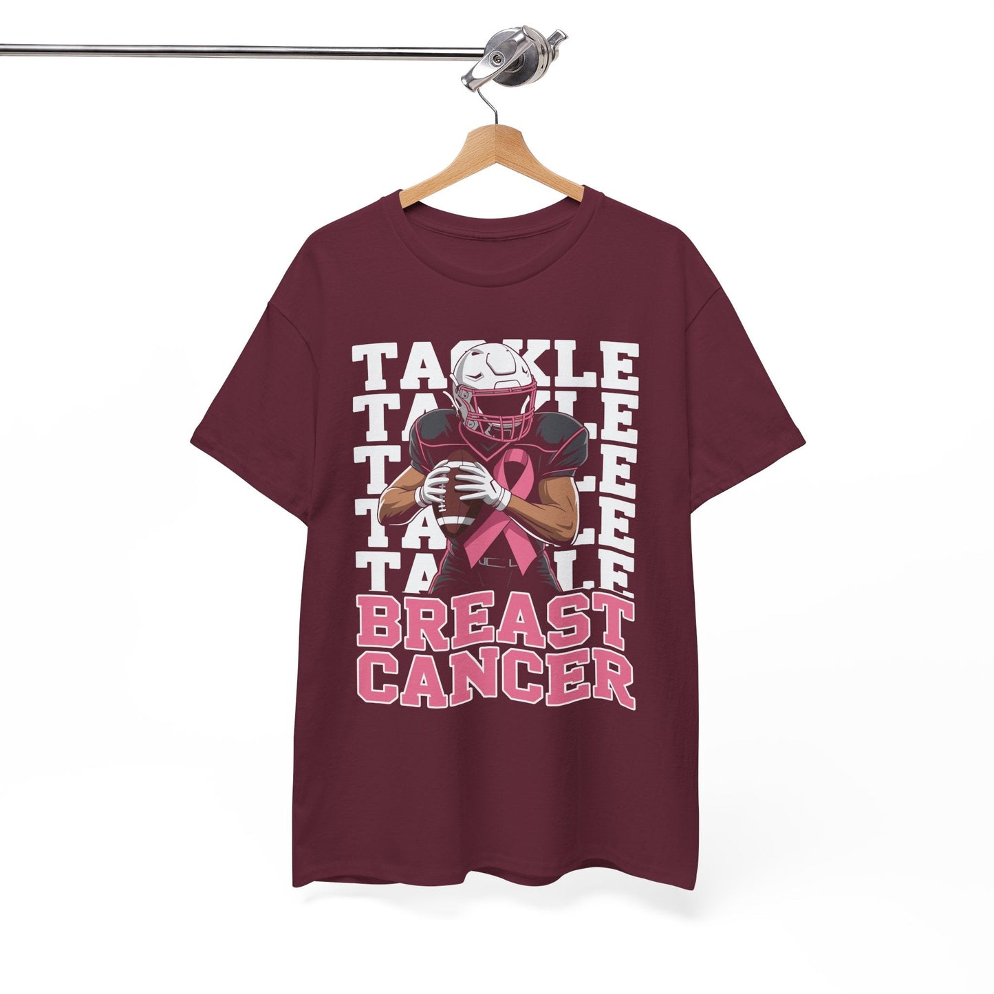 Tackle Football Breast Cancer Awareness Pink Ribbon T-Shirt