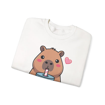 Cute Capybara Kawaii Anime Drinking Bubble Tea Lover Girls Sweatshirt