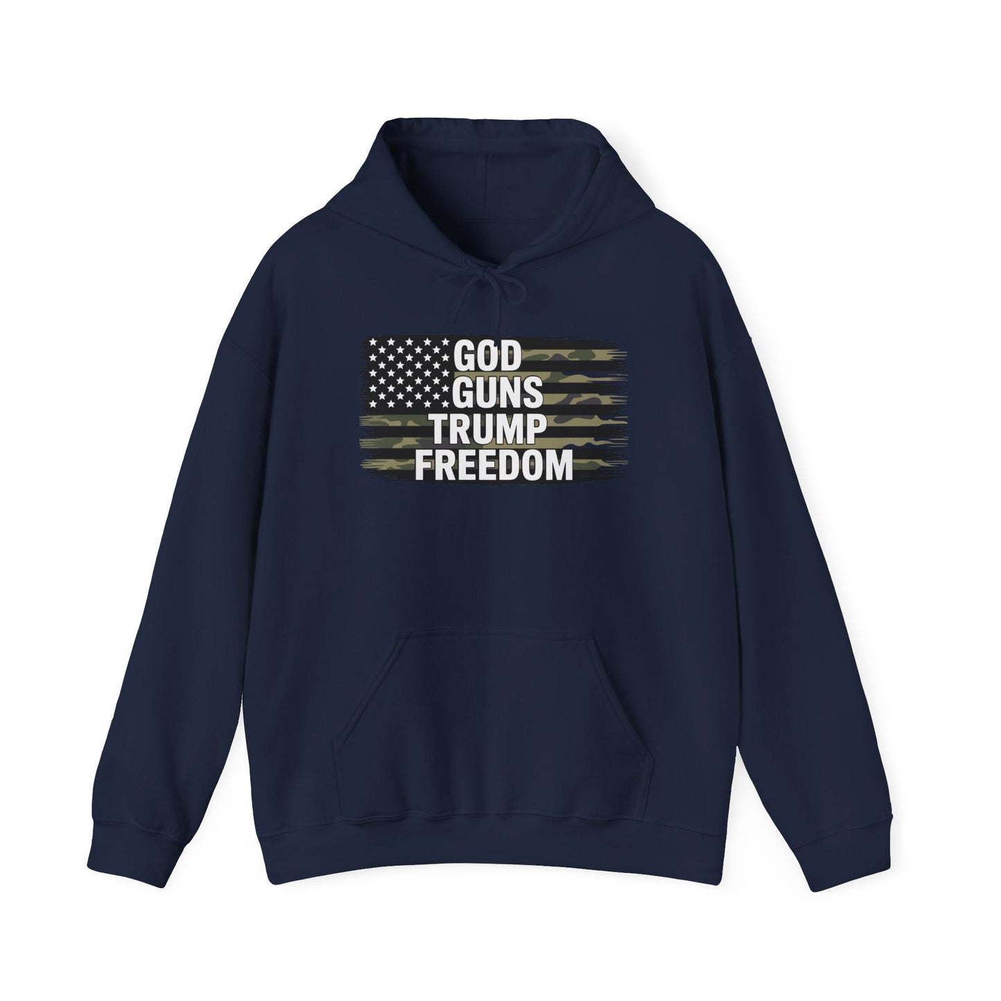 God Guns Trump Freedom Funny Camouflage Pro Gun USA Flag Hoodie