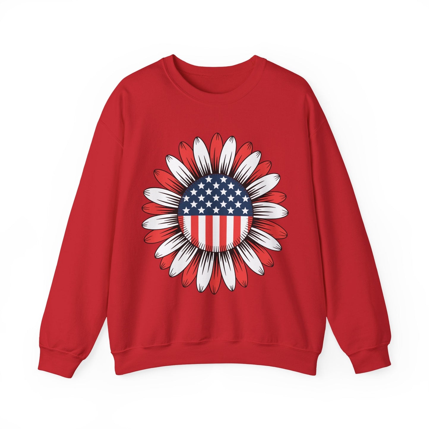 Sunflower American Flag 4th of July Women Men Merica USA Sweatshirt