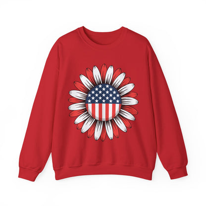 Sunflower American Flag 4th of July Women Men Merica USA Sweatshirt
